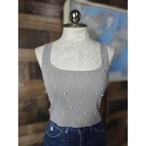 Love Tree Pearl Beaded Cropped Tank Top NWT Size Med